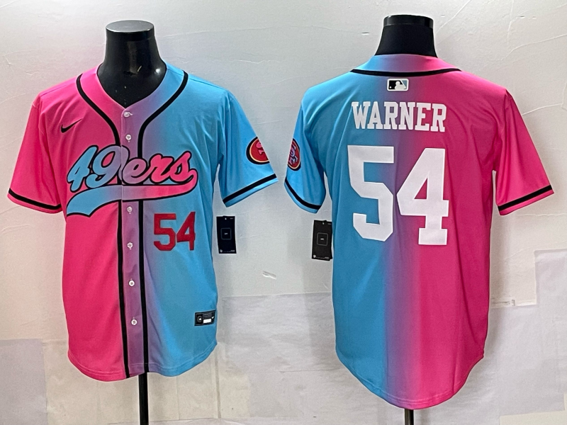 Men 2025 San Francisco 49ers #54 Warner Pink Blue pink Nike Limited NFL Jersey 014->oakland raiders->NFL Jersey